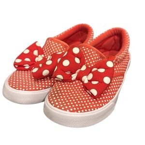 Disney Minnie, mouse red polkadot shoes slip on sneakers little girls size 2/3